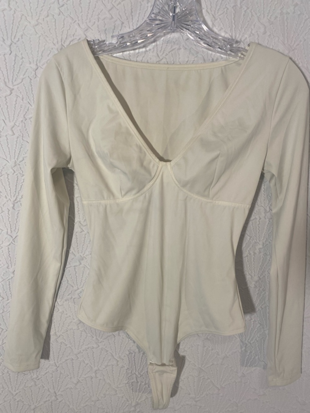 Source Unknown Cream Long Sleeve Shapewear Bodysuit